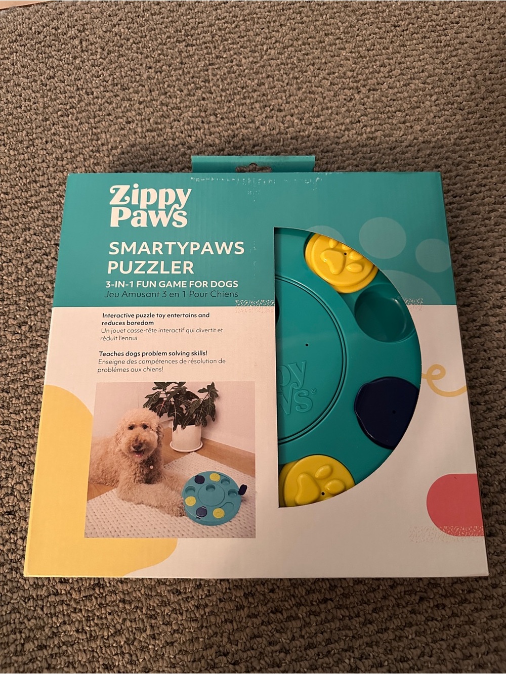 NEW, ZippyPaws SmartyPaws Puzzler, 3-in-1 Fun Game for Dogs, Teal